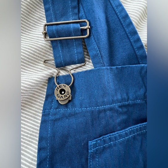 Hey Gang: Knee Patch Overalls in French Blue: size 00 - Picture 3 of 8